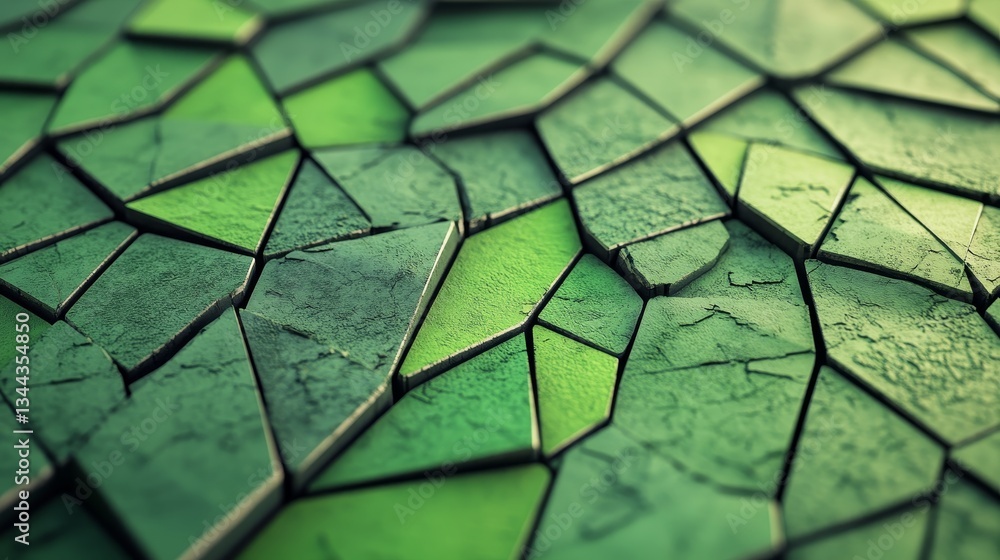 Poster the background features a triangular, green wall with tiles, accompanied by a futuristic tile wallpa
