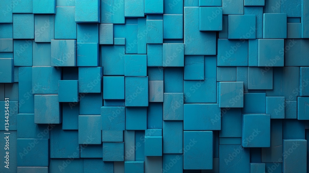 Poster a futuristic tech concept is depicted with transparent shapes on a blue surface, leaving space for t