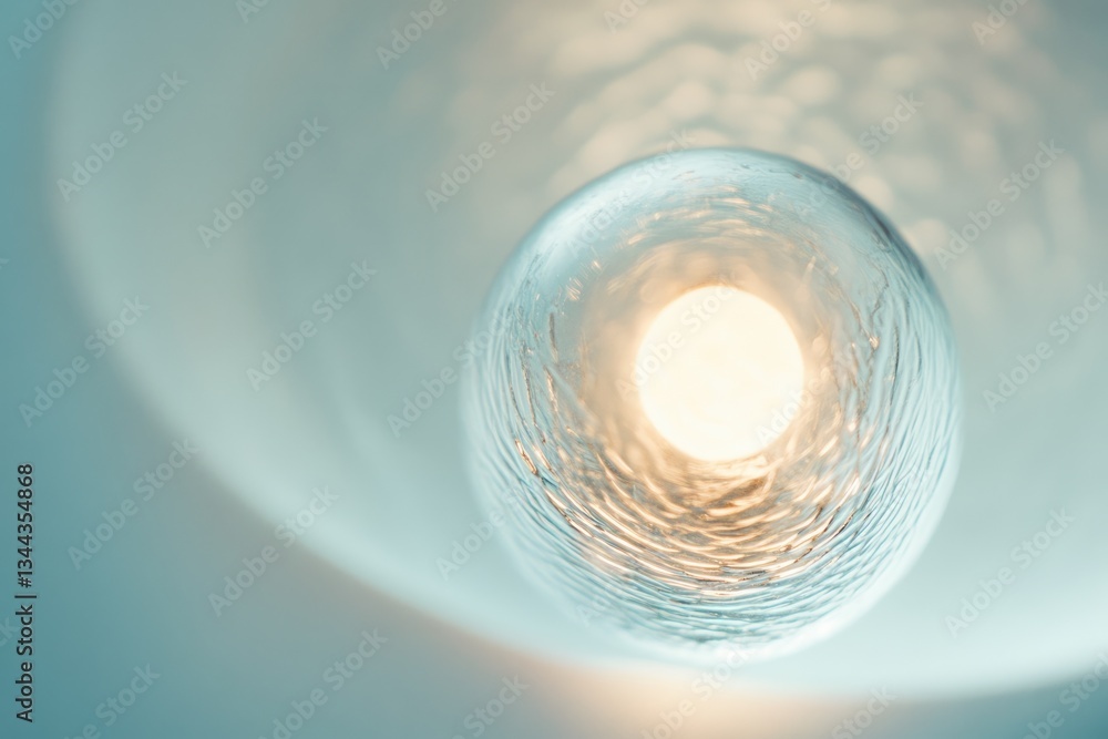Aufkleber a warm light shines through a textured glass shade, creating a captivating abstract image.