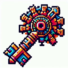 Fototapeta premium Pixelated Arcane Key of Secrets