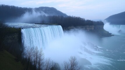 Majestic Niagara Falls Landscape A Breathtaking View of Nature's Power Travel Destination Serene Environment Panoramic Perspective