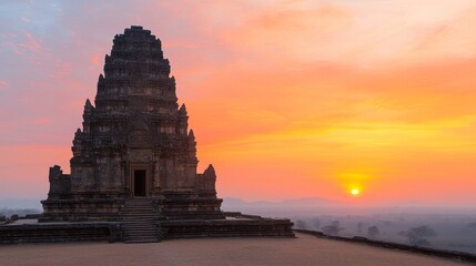 Majestic Sunrise Over Ancient Temple at Sunris Stunning Architecture Serene Landscape A Glimpse into History