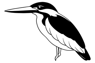kingfisher line art silhouette vector illustration