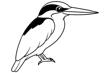 kingfisher line art silhouette vector illustration
