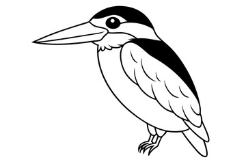 kingfisher line art silhouette vector illustration