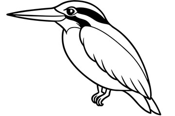 kingfisher line art silhouette vector illustration