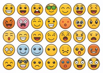 Silhouette Cartoon Faces: Emojis, Expressions & Mascot Characters - Stock Photo