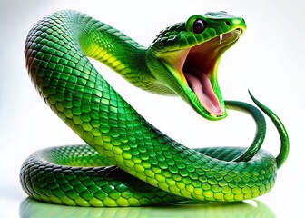 Fototapeta premium Silhouetted Green Serpent Hissing, Isolated on Background - Stock Photo