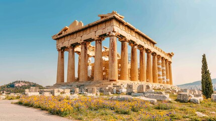 Obraz premium Exploring the Majestic Erechtheion Temple Athens Architectural Marvel Natural Surroundings Historical Insights