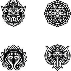 Glyph Style Indian Culture Icons