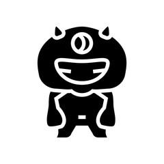 smiling monster cute glyph icon vector illustration