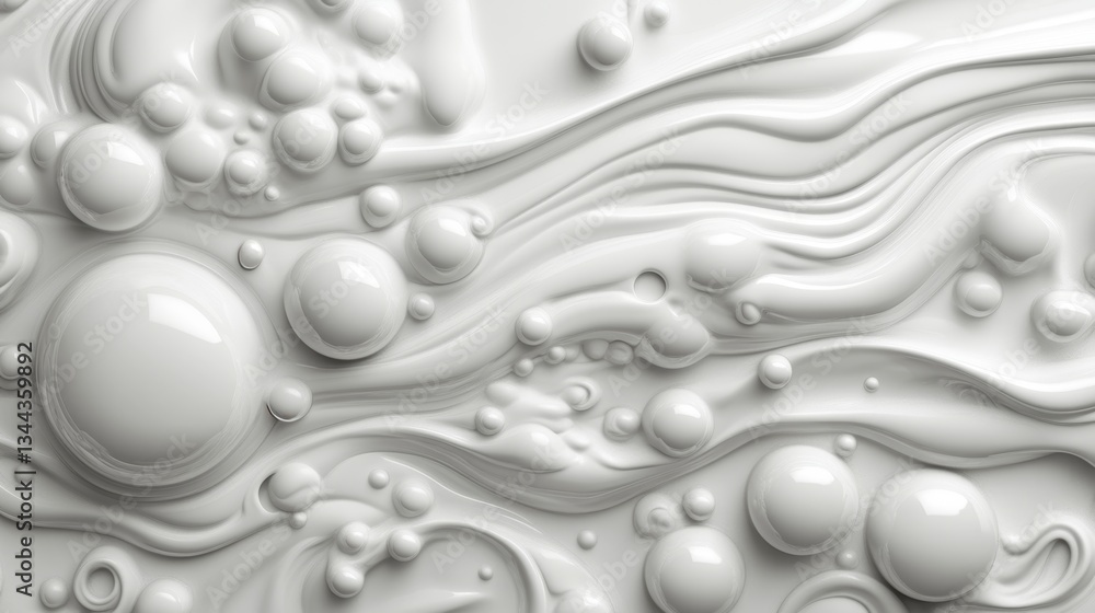 Poster undulating white lines in 3d create a rippling effect to form an abstract light background, a 3d ren