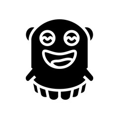 pink monster cute glyph icon vector illustration
