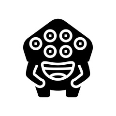multiple eyes cute monster glyph icon vector illustration