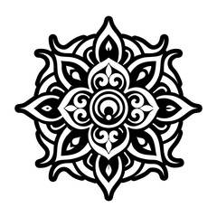 A solid style icon of floral mandala symbol