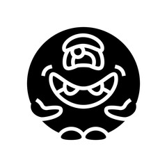 round shaped monster cute glyph icon vector illustration
