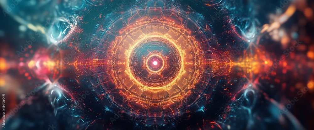 Poster abstract futuristic technology background with concentric circles and glowing light