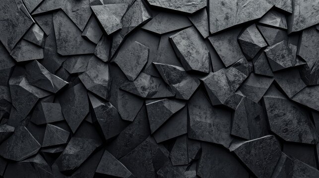 Wallpaper featuring a black 3D angular shape for a futuristic interior design
