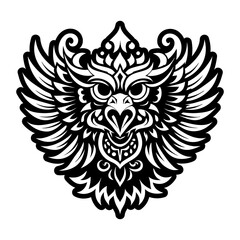 A glyph style icon of sacred bird symbol