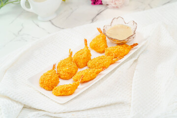 Fried food on a monochrome background