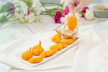 Fried food on a monochrome background