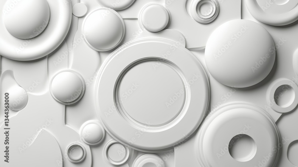 Poster a clean and minimal design featuring a white tech background with a geometric 3d structure and simpl