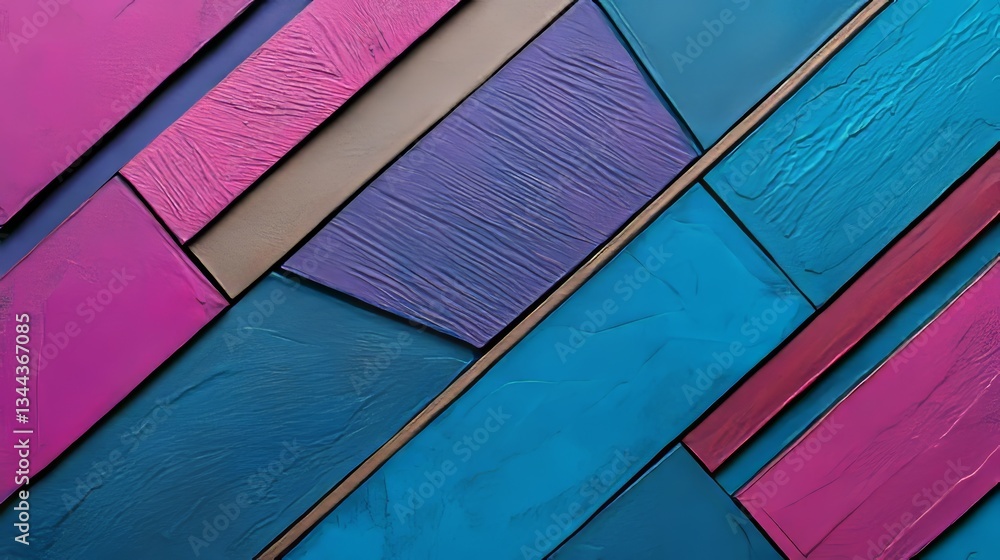 Poster a clean and minimal design featuring a 3d geometric structure set against a purple and turquoise tec
