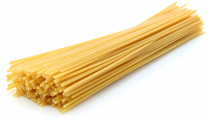 Uncooked spaghetti on white background