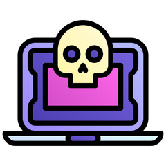 Computer virus. Editable vector icon, coloured with outlined stroke.