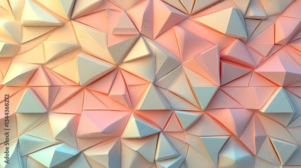 Poster a futuristic light 3d wallpaper featuring a white abstract surface adorned with triangular pyramids