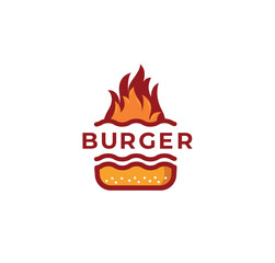 Fire burger vector logo design 