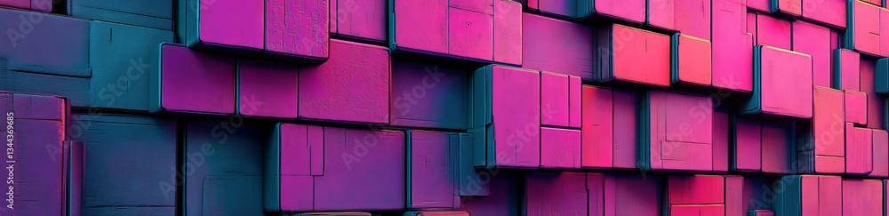 Poster innovative tech background created using precisely constructed multisized blocks in violet and white
