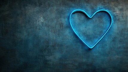 A glowing blue neon heart on a textured dark background, perfect for romantic themes, love-related projects, or modern decor, Ideal for digital media, prints, and marketing materials,