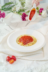 Pasta on a fresh background