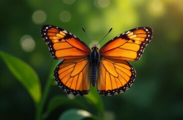 Woman and butterfly in meadow at sunrise, closeup. Health, spring, freedom, beauty