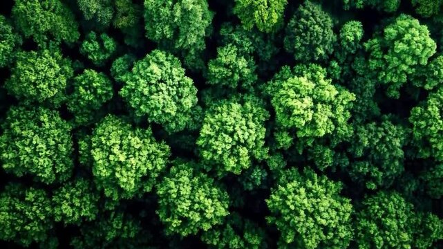 A video with a picturesque view of a dense forest from above, ideal for creating an atmosphere of tranquility and unity with nature, will be appropriate in projects related to ecology, tourism or rela