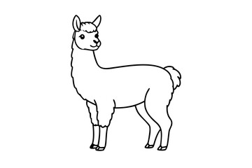 alpaca line art silhouette vector illustration