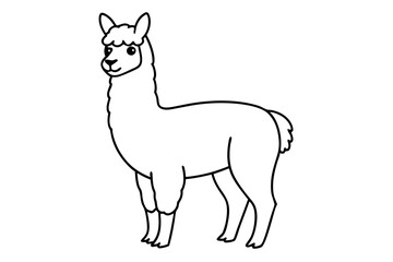 alpaca line art silhouette vector illustration