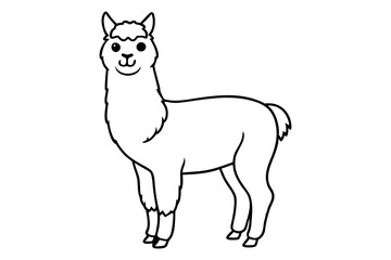 alpaca line art silhouette vector illustration