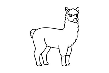 alpaca line art silhouette vector illustration
