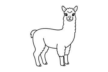 alpaca line art silhouette vector illustration