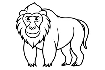baboon line art silhouette vector illustration