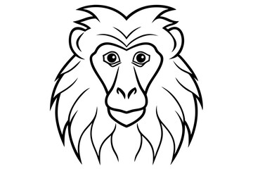 baboon line art silhouette vector illustration