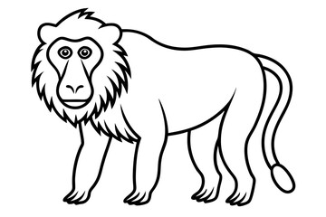 baboon line art silhouette vector illustration