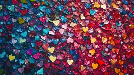 Colorful hearts wall, city, love, background