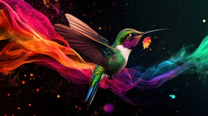 Obraz premium Hummingbird nectar cosmic flight