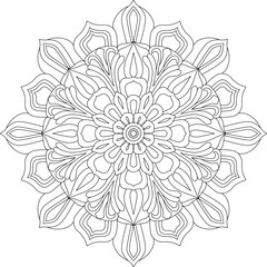 Mandala outlines for coloring book page, oriental mandala vector, line art vector illustration for coloring, abstract mandala vector pattern, and floral mandala outline.
