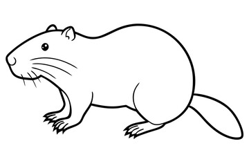 beaver line art silhouette vector illustration