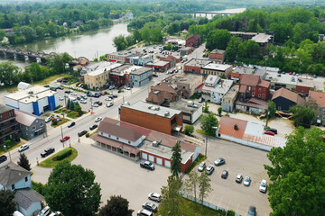 Fototapeta premium Aerial scene of Caledonia, Ontario, Canada in the summer