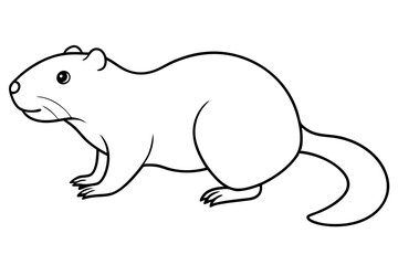 beaver line art silhouette vector illustration